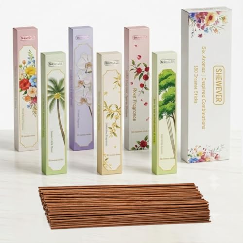 180 coreless Sticks, 6 Fragrance Types of Roses, osmanthus, Orchids, Agarrattan, Coconut Milk, Mixed Fragrance, Meditation Yoga Natural Organic Fragrance, air Purification, Holiday Premium Gift Set - size: Mixed Fragrance