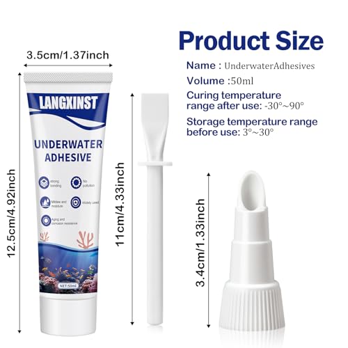50ml Aquarium Safe Silicone Sealant, Clear Waterproof Fish Tank Repair | Clear flexible silicone seals aquarium cracks and leaks with strong adhesion for above-water and underwater repairs. - size: 50ml