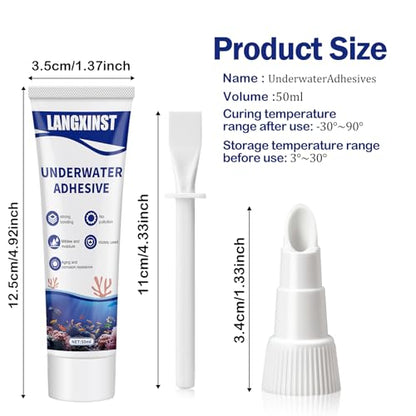 50ml Aquarium Safe Silicone Sealant, Clear Waterproof Fish Tank Repair | Clear flexible silicone seals aquarium cracks and leaks with strong adhesion for above-water and underwater repairs. - size: 50ml