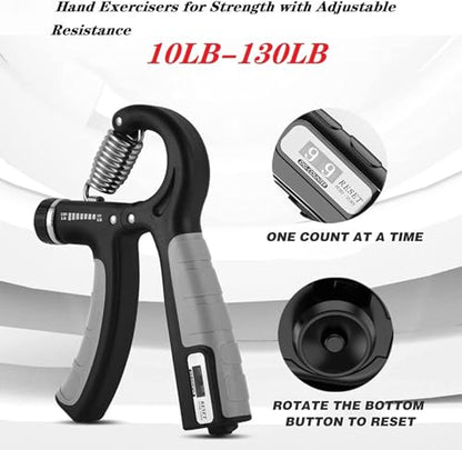 Hand Strengthener Grip 2 Pack, Hand Exercisers for Strength with Adjustable Resistance 10-130 Lbs,Hand Grip,Grip Strength Trainer for Muscle Building and Injury Recover - color: Black