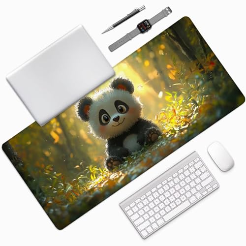 Panda Gaming Mouse Pad, Mouse Pad 24x12in, Large Desk Mat with Non-Slip Rubber Base, Office Desk Accessories, Large Extended Gaming Keyboard Mat, Big Mousepad for Computer Gamer Office, Yellow 8-2863 - size: 24 x 12 x 0.1