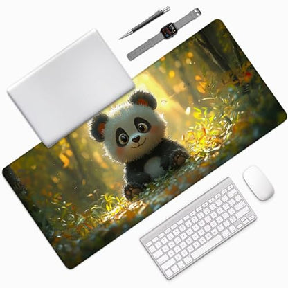 Panda Gaming Mouse Pad, Mouse Pad 24x12in, Large Desk Mat with Non-Slip Rubber Base, Office Desk Accessories, Large Extended Gaming Keyboard Mat, Big Mousepad for Computer Gamer Office, Yellow 8-2863 - size: 24 x 12 x 0.1