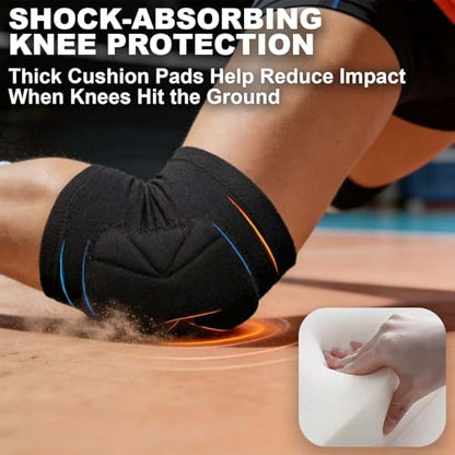 Volleyball Knee Pads, Skating Men & Women Kneepads for Dance, Yoga, Basketball, Softball, Football, Soccer - Anti-Slip Work Knee Sleeves with Thick Foam Pad for Wrestling, Cleaning, Running for Adult, Black M - size: Medium