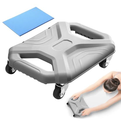 ABS Roller Wheel with Knee Pad, Ab Wheel Exercise Equipment for Home Gym, Plank Ab Roller Wheel for Core Trainer, Fitness Silent Gliding Disc for Core Workout, Gray