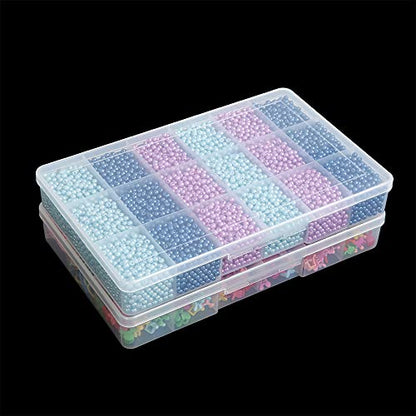 2 Pack Fixed 18 Grids Clear Plastic Compartment Container Case, Transparent Organizer Storage Divider Box with Lid for Bead, Button, Hardware, Screw, Sewing Kit, Craft Supplies - size: small 18 grids