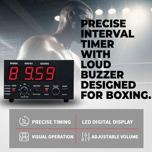 Classic Boxing Interval Timer, Professional Boxing Timer with Buzzer - 1-12 Challenge Round Timer, 30S-10min Workout & 0/30/60S Rest Time for Home Gym,Green - color: Green