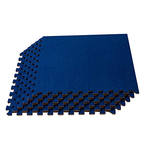 We Sell Mats 3/8 Inch Thick Interlocking Foam Carpet Tiles Durable Carpet Squares Anti Fatigue Support for Home Office or Classroom Use - color: Medium Blue, style: 100 Square Feet (25 Tiles)