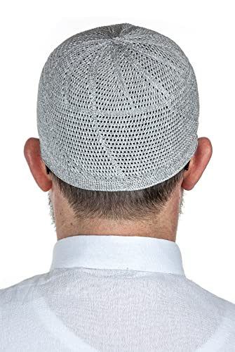 ihvan online Turkish Muslim Lux Knitting Kufi Hats for Men, Taqiya, Takke, Peci, Islamic Caps, Islamic Gifts, Standart Size - color: Grey