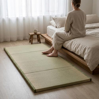 MustMat Tatami Mats Queen,Portable,Folding 35.4"x78.7"x1.2" (2 piece Set) | Rush Grass, Japanese Futon Mattress, Tatami Floor Bed - size: 2 piece set