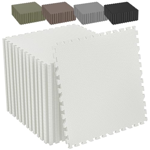 1/2" Thick 24 Pcs 96 Sq Ft EVA Foam Puzzle Exercise Mats, High-Density Interlocking Foam Floor Tiles for Home Gym, Gym Mat for Workout Equipment & Direct Exercise, Floor Padding for Kids - color: Off-white, size: 96 Sq Ft (24 Tiles)