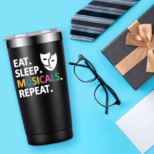 Fufandi Theater Gifts, Broadway Musical Gift - World Theatre Day, Birthday, Chistmas Gifts for Theaters Lovers Actors Music Teacher - Tumbler Cup 20oz - color: Theater Black