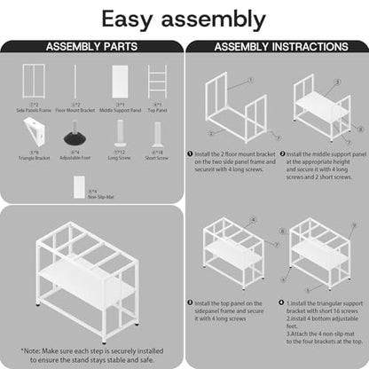 Fish Tank Stand,10 Gallon Heavy Duty Metal Aquarium Stands, Reptile Tank, Turtle Tank, Breeder Tank Stand, 220LBS Capacity Terrarium Stand Rack with 2-Tier Storage Shelves (White, 24.8"x9.2"x30") - color: White, size: (10 Gallon)24.8"x9.25"