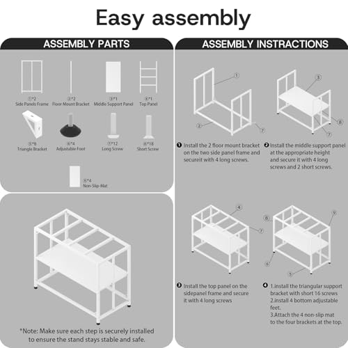 Fish Tank Stand, 40 Gallon Heavy Duty Metal Aquarium Stands, Reptile Tank, Turtle Tank, Breeder Tank Stand, 660LBS Capacity Terrarium Stand Rack with 2-Tier Storage Shelves (White, 36.5"x18.5"x29.5") - color: White, size: (40 Gallon)36.5"x18.5"