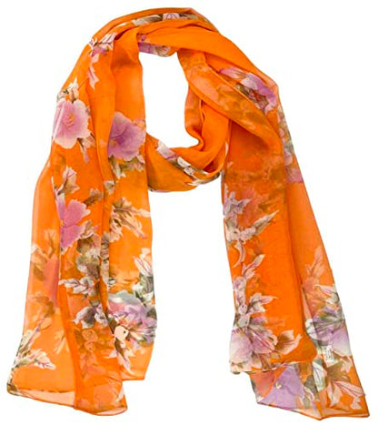 Xyueanlo Scarfs for Women Lightweight Scarves Fashion Print Floral Pattern Scarf Shawls - color: P-orange