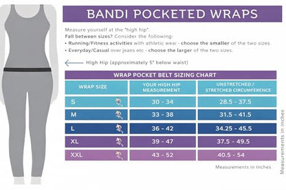 BANDI 포켓 랩 – 휴대폰, 돈, 열쇠 및 의료 기기를 위한 포켓이 있는 러닝 허리 벨트 | 안전한 미끄럼 방지 여행 및 피트니스 벨트, 여성 및 남성용, 미국 회사 - color: 블랙., size: X-Large