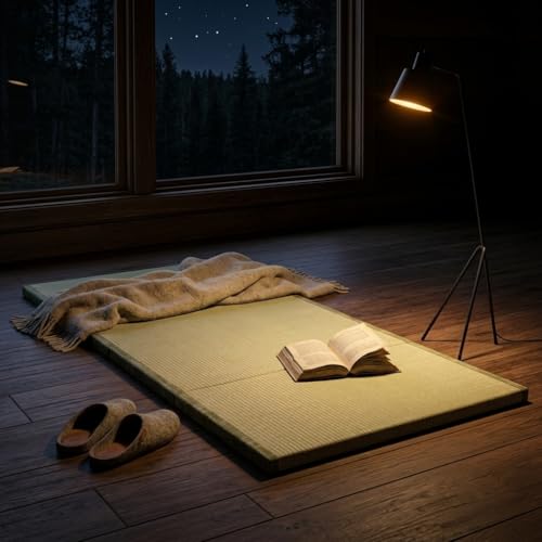 MustMat Tatami Mat Foldable Japanese Floor Mattress 35.4"x78.7"x1.2" | Traditional Japanese Futon, Floor Mattress, Rush Grass - size: 1 piece
