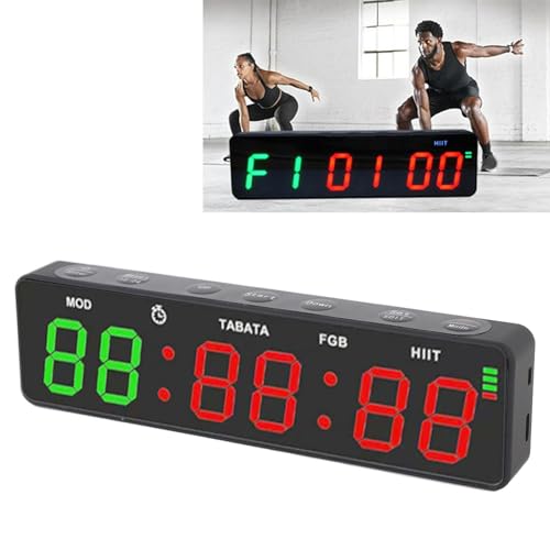 Socobeta Gym Timer Rechargeable Workout Interval Clock with Stopwatch for Home Garage Fitness and Boxing Training