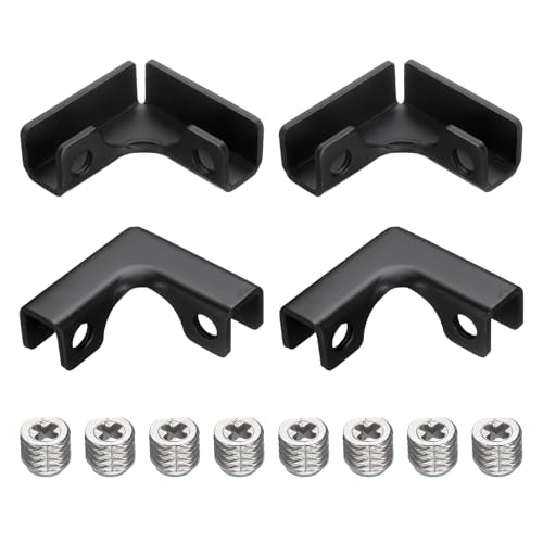 uxcell 4Pcs Glass Fixing Clip, for 11-12mm L-Shaped Glass Combination Fixing Bracket, Aluminum Alloy Reinforced Clip Clamp for Glass Display Cabinet, Fish Tank (Black) - color: Black, size: 11-12mm