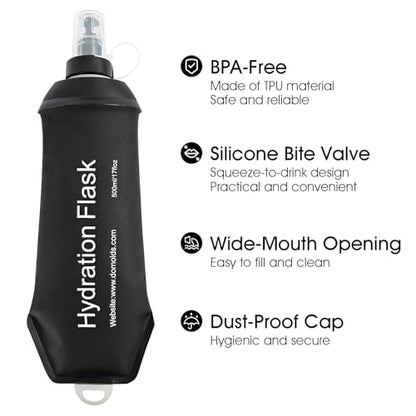 GUYI GYGYL Soft Flask, TPU Collapsible Soft Water Bottle for Hydration Pack, Running Vest, Leak-Proof Folding Water Bottle for Hiking Cycling Climbing Jogging-250ml Black - color: 250ml Black