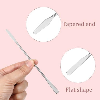TIESOME 5 Pcs Lab Spatula, Small Stainless Steel Micro Spatula (Silver) | Double Ended Mini Metal Spatulas with Square and Round Ends, Portable Makeup Mixing Tool for Cosmetics, Wax, Resin, Clay