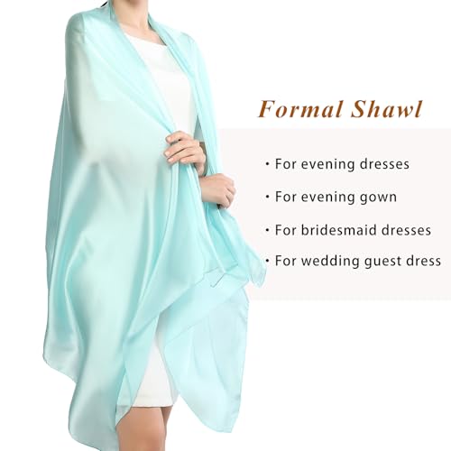 RIIQIICHY Women Shawls and Wraps for Evening Dresses Like Chiffon Silk Scarf Formal Silky Pashmina Shawls for Weddings - color: Turquoise