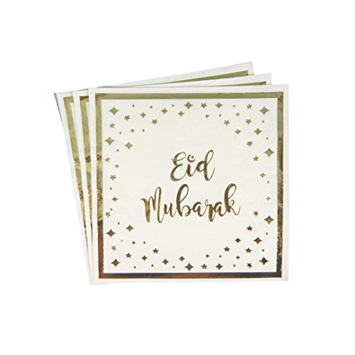 Peacock Supplies - Eid Mubarak Napkins (20pk) - Cream & Gold