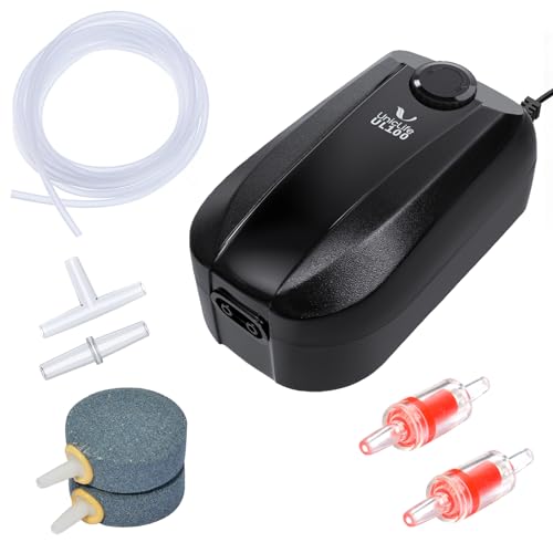 Uniclife Aquarium Air Pump Dual Outlet Fish Tank Aerator with Accessories for 5-200 Gallon Tank - style: 100 - 200 Gallons