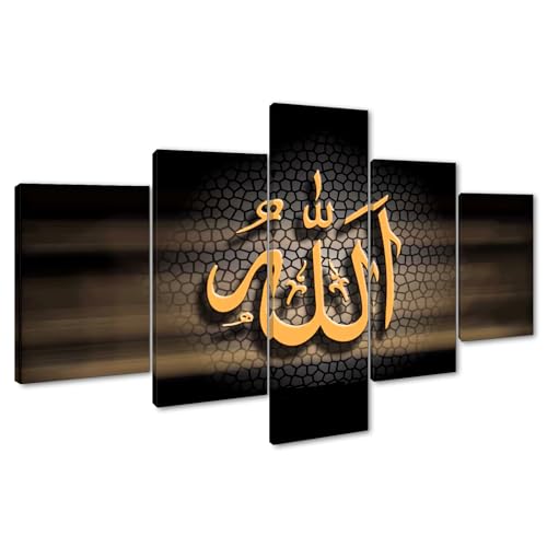 Yatsen Bridge Arabic Posters 5 Panels Modern Calligraphy Picture Prints on Religious Muslim Wall Art for Living Room Bedroom Decor, Ready to Hang 60''W x 40''H - color: Artwork-06, size: 60''W x 40''H