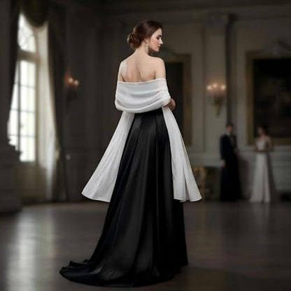 Premium Chiffon Hijab Rhinestone Long Scarf Shawl Wrap for Women Head scarf for Muslim Wedding Party Gift Packed - color: 002wavy White