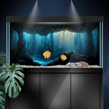 Aquarium Background Stickers - Cave Underwater Rock- Fish Tank Reptile Terrarium Decor Poster (45 x 30 cm / (17.7 x 11.8 inches)) - size: 45 x 30 cm / (17.7 x 11.8 inches)