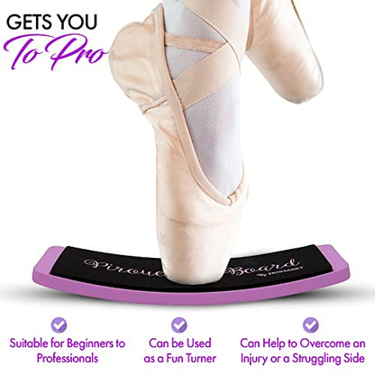 Zenmarkt Turning Board for Dancers, Cheerleaders, Gymnasts, Ice Skaters | Improve Turns, Balance & Stability — Ballet Pirouette Trainer, Figure Skating & Gymnastics Practice Board - color: Purple with Carry Bag