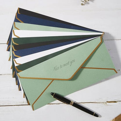 100 Pack #10 Business Envelopes with Gold Stickers, Sage-Green - color: Sage Green
