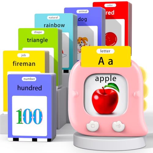 Kidzdo Talking Flash Cards with 560 Sight Words, Xmas Birthday Gifts for 3 4 5 6 Years Old, Language Learning Toys, Pink - color: Pink, size: 560 Words(abc, numbers 0-100,Phrases)