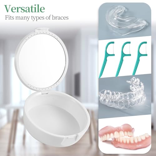 Retainer Case, Denture & Orthodontic Aligner Case With Mirror & Ventilation, Black Flower - color: Black Flower
