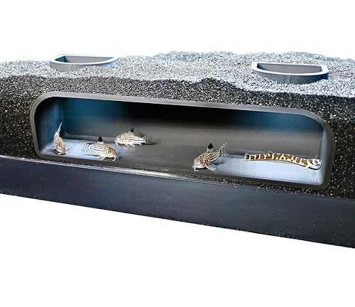 Aquarium Underground Tunnel Cave | Viewing Fish & Shrimp Under Gravel Tunnel | Fish Tank Decor Decoration Hideout Perfect for Corydora Catfish, Kuhli Loach, Clown Loach, Pleco - color: Black