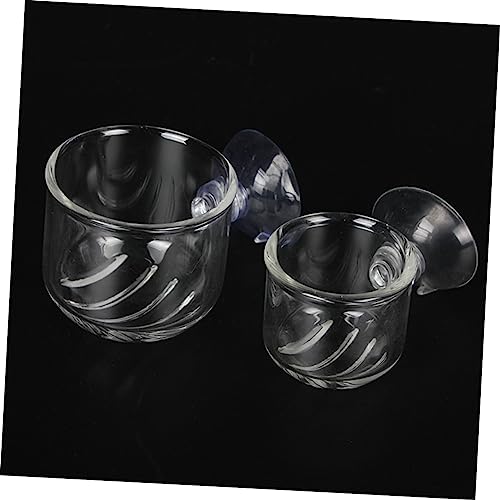 2-Pack Glass Feeding Cup for Aquarium Fish Feeder Shrimp Eggs Food Aquarium Equipment Aquatic Supplies - size: L