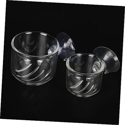 2-Pack Glass Feeding Cup for Aquarium Fish Feeder Shrimp Eggs Food Aquarium Equipment Aquatic Supplies - size: L