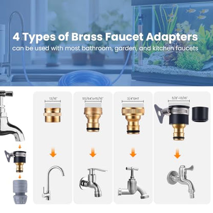 Fish Tank Vacuum Gravel Cleaner Gravel Vacuum for Aquarium 30 Feet | Siphon Aquarium Water Changer for Fish Tank with Four Faucet Adapter and Long Hose - size: 30FT