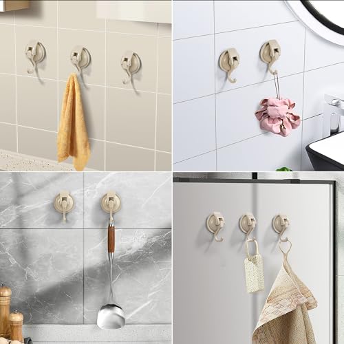Heavy Duty Vacuum Suction Cup Hooks, Oyster White Plated Polished Super Suction for Kitchen Bathroom, 2 Pack - color: Oyster White