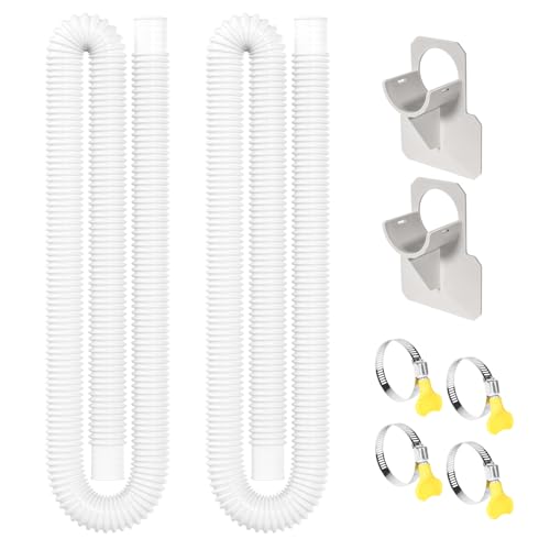 Pool Hoses for Above Ground Pool, 2 Pcs 1.25 Inch Pump Replacement Hose | 59" Long, Pool Filter Hose Accessory, PE, Swimming Pool Hose, Weahter Resistant, Water Pipe with Hose Holder, Metal Clamps - size: 2PSC Pool Pump Hoses