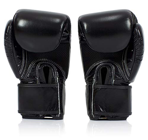 Fairtex BGV1BR Breathable Boxing Gloves, Lightweight Shock Absorbent Gear - color: Black, size: 14 oz
