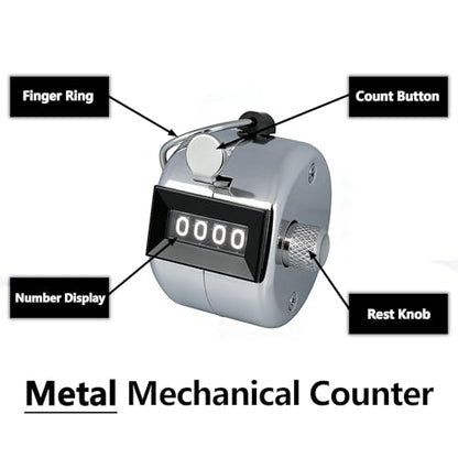 Amble Tally Clicker Counter, Metal Case Mechanical Clicker Digital Handheld Tally Counter with Nylon Lanyard - color: 1-pack
