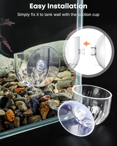 Pawfly Aquarium Plant Holder for Fish Tanks, Clear Plastic Fish Tank Plant Holder, Aquarium Planter Cup with Suction Cup, Fish Tank Plant Pot for Aquascape Decoration, Red Worm Fish Feeder - size: 1 Pack