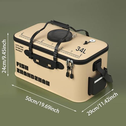 Foldable Fishing Bucket - Live Fish Container, Portable Fishing Bucket with Aeration Hole, Fish Transport Boxes for Outdoor Travel Hiking, Live Fish Container Box for Adult Outdoor Fishing - size: E