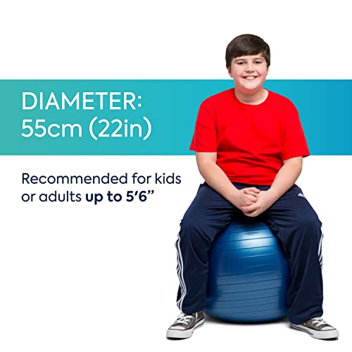 Bouncyband Balance Ball – Create Flexible Seating to Improve Focus at School, Office, or Home with This No-Roll Weighted Ball - color: Dark Blue, size: Medium (Pack of 1)