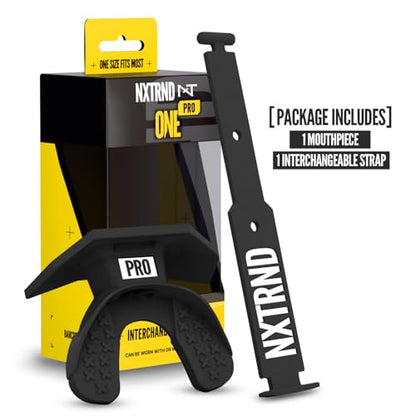 Nxtrnd One Pro Football Mouth Guard, Interchangeable Strap, Fits Adult & Youth (Black) - color: Black Pro