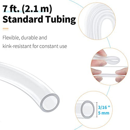 Pawfly 7 Feet Airline Tubing Standard Aquarium Air Pump Accessories with Air Stones, Check Valves, Suction Cups and Connectors