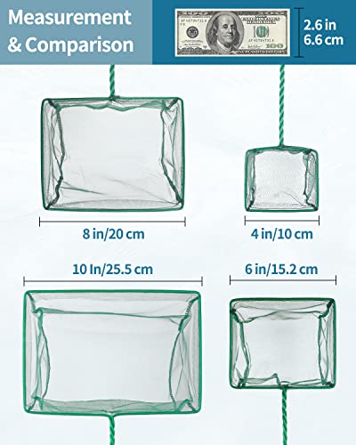 Pawfly Aquarium Fish Net with Braided Metal Handle Square Net with Soft Fine Mesh Sludge Food Residue Wastes Skimming Cleaning Net for Fish Tanks Small Koi Ponds and Pools - style: 4 Inch(4 Pack)