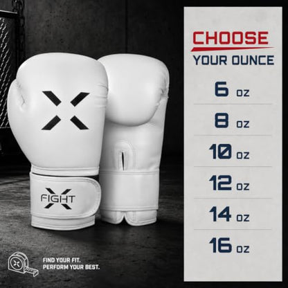 Professional Boxing Gloves Men Women – Pro Training Sparring Gloves, Heavy Bag, MMA Kickboxing Muay Thai Gloves – Hook & Loop with Wrist Support - color: White/Black, size: 8oz