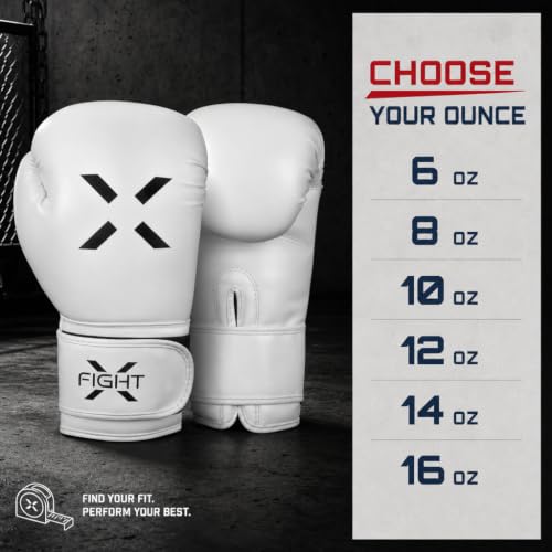 Professional Boxing Gloves Men Women – Pro Training Sparring Gloves, Heavy Bag, MMA Kickboxing Muay Thai Gloves – Hook & Loop with Wrist Support - color: White/Black, size: 12oz